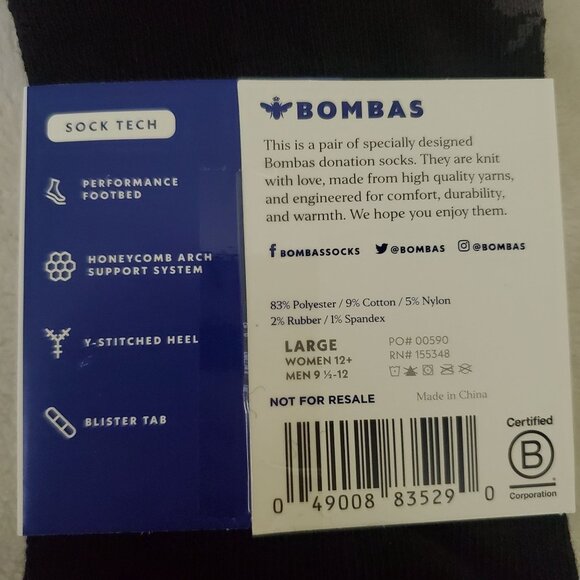 Bombas ankle socks tech ankle 5 pairs women/men sz large honeycomb cushion black - Picture 7 of 11